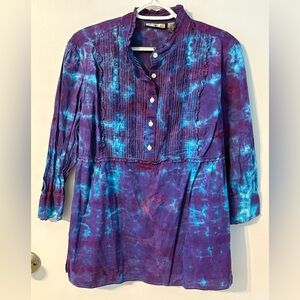 Caribbean Joe Purple and Blue Cotton Tunic